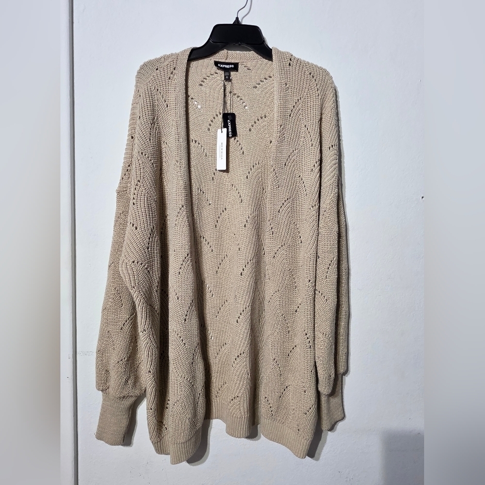 Express Women's Beige Knit Cardigan